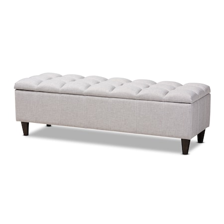 Baxton Studio Brette Beige Upholstered Brown Wood Storage Bench Ottoman 155-9106